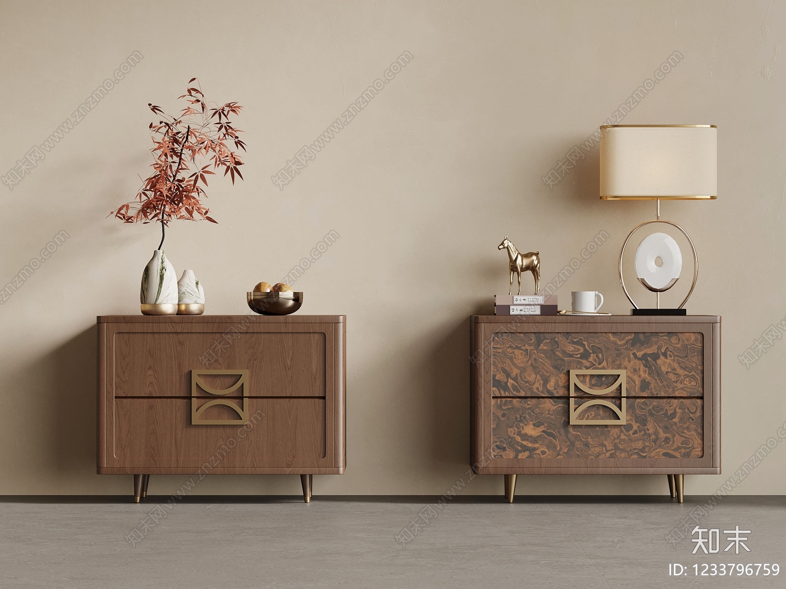 中古风床头柜SU模型下载【ID:1233796759】