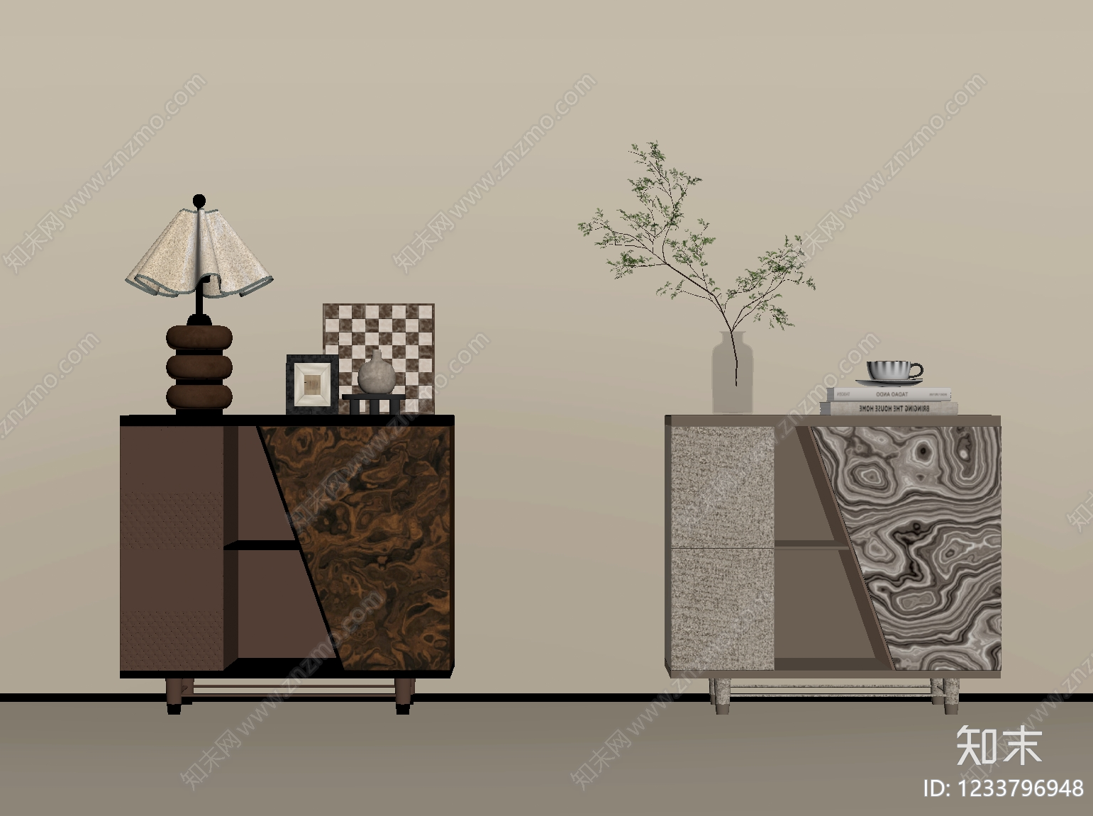 中古风床头柜SU模型下载【ID:1233796948】