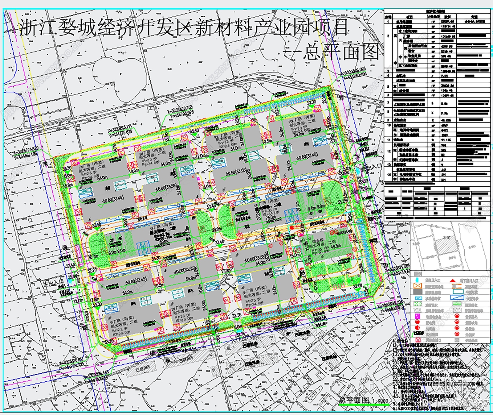 产业园建筑cad施工图下载【ID:1233797357】