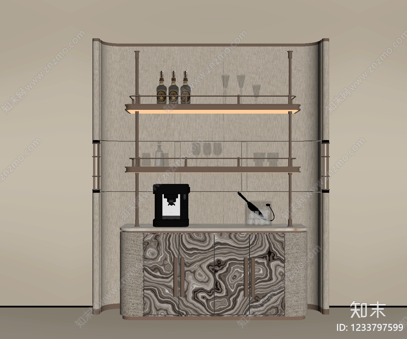 轻奢酒柜SU模型下载【ID:1233797599】