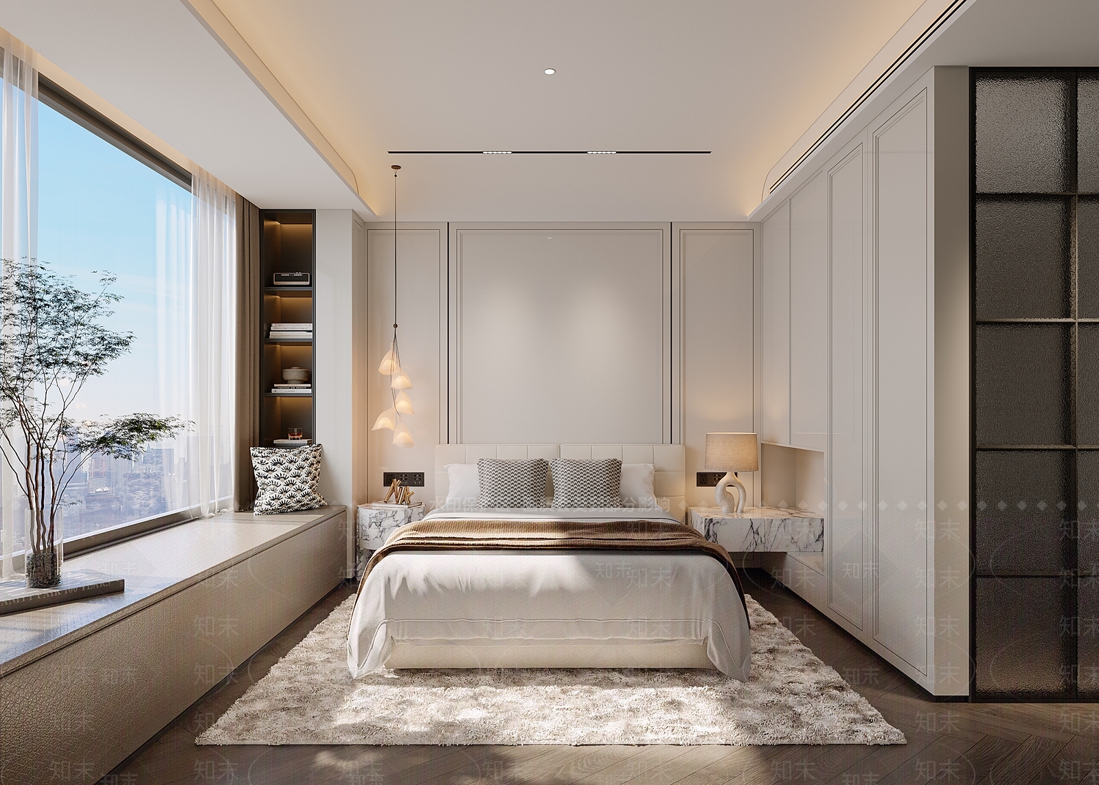 现代简约主卧3D模型下载【ID:1233797508】