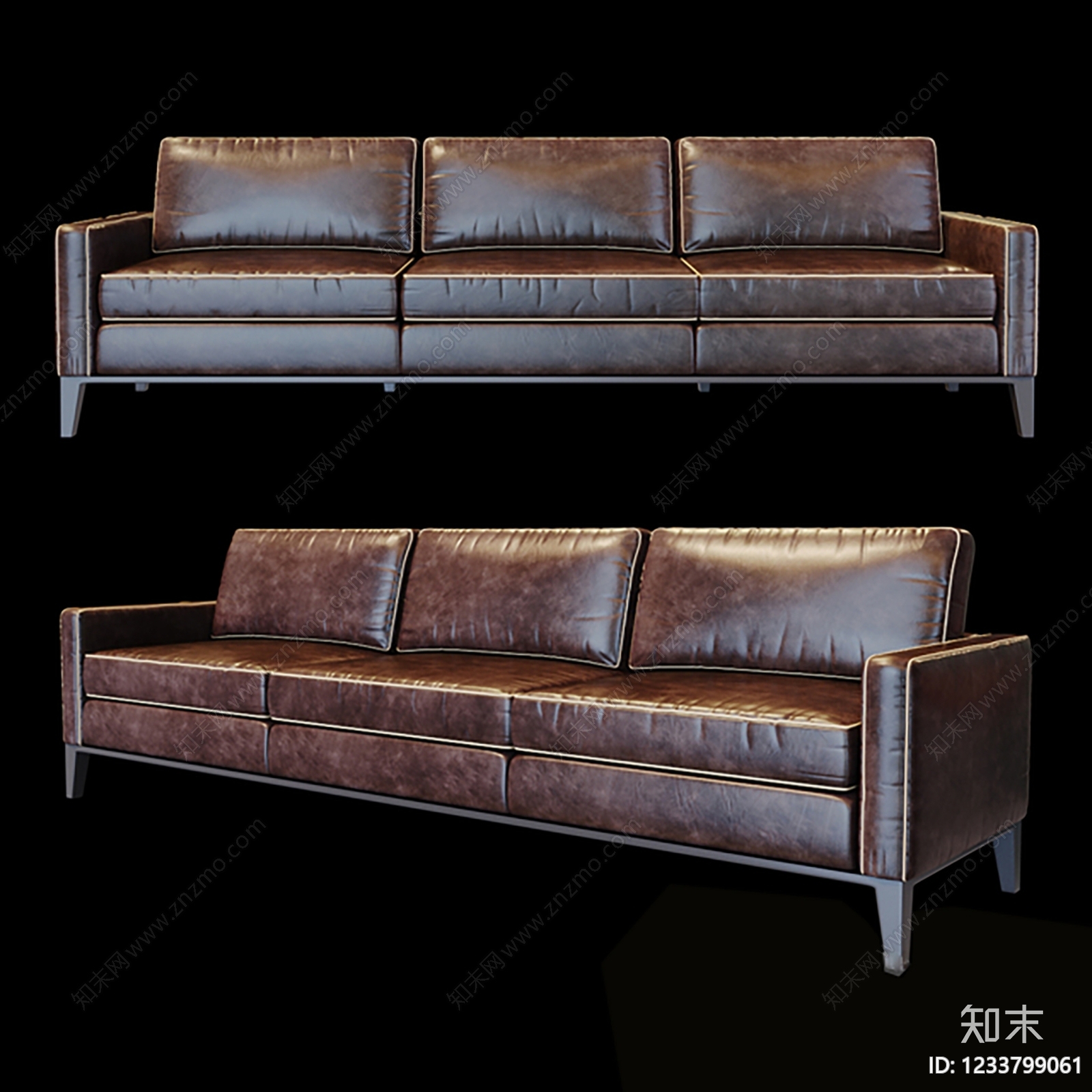 中古风三人沙发3D模型下载【ID:1233799061】