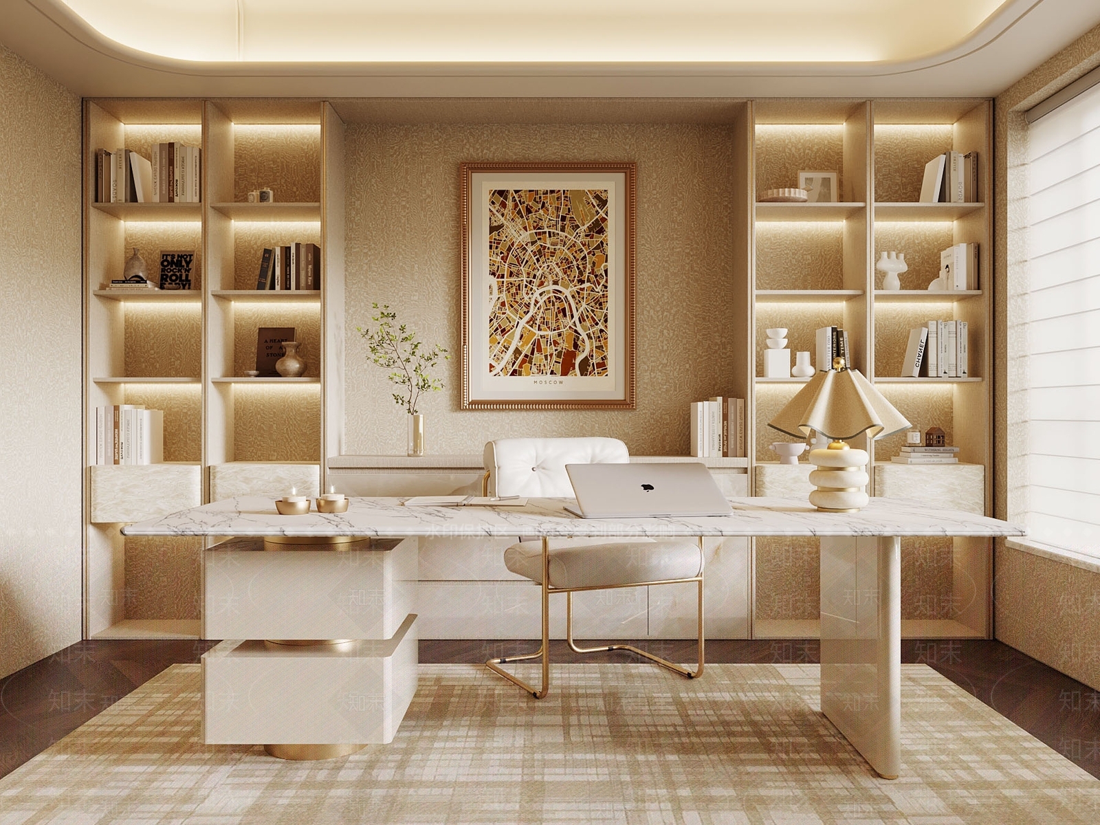 轻奢书房3D模型下载【ID:1233799618】