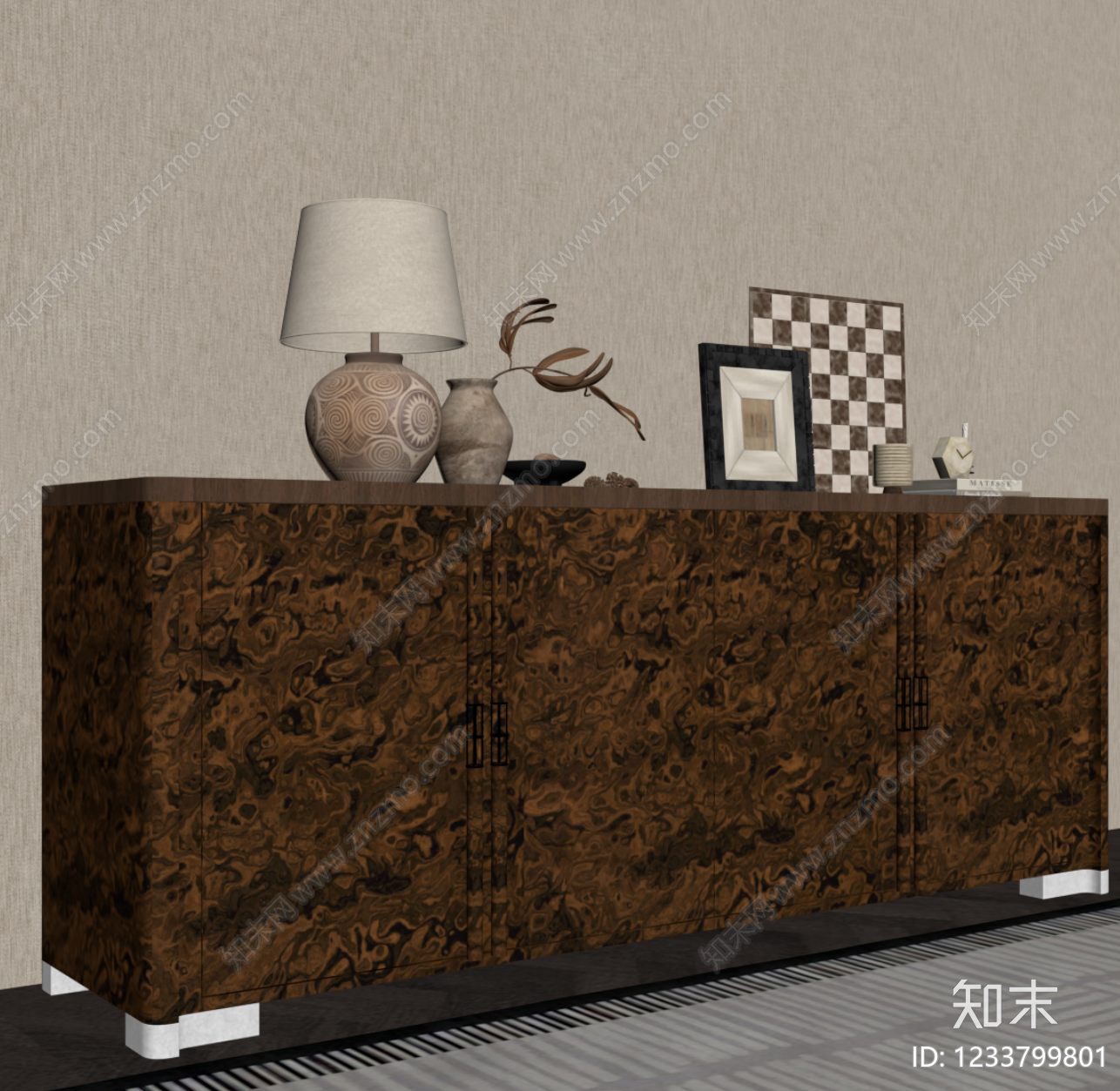 中古风玄关柜SU模型下载【ID:1233799801】