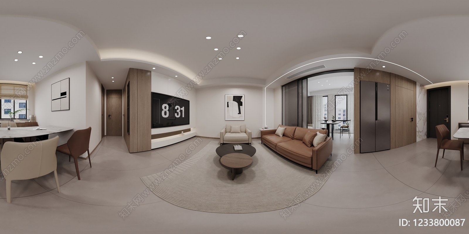 现代简约大平层客餐厅3D模型下载【ID:1233800087】