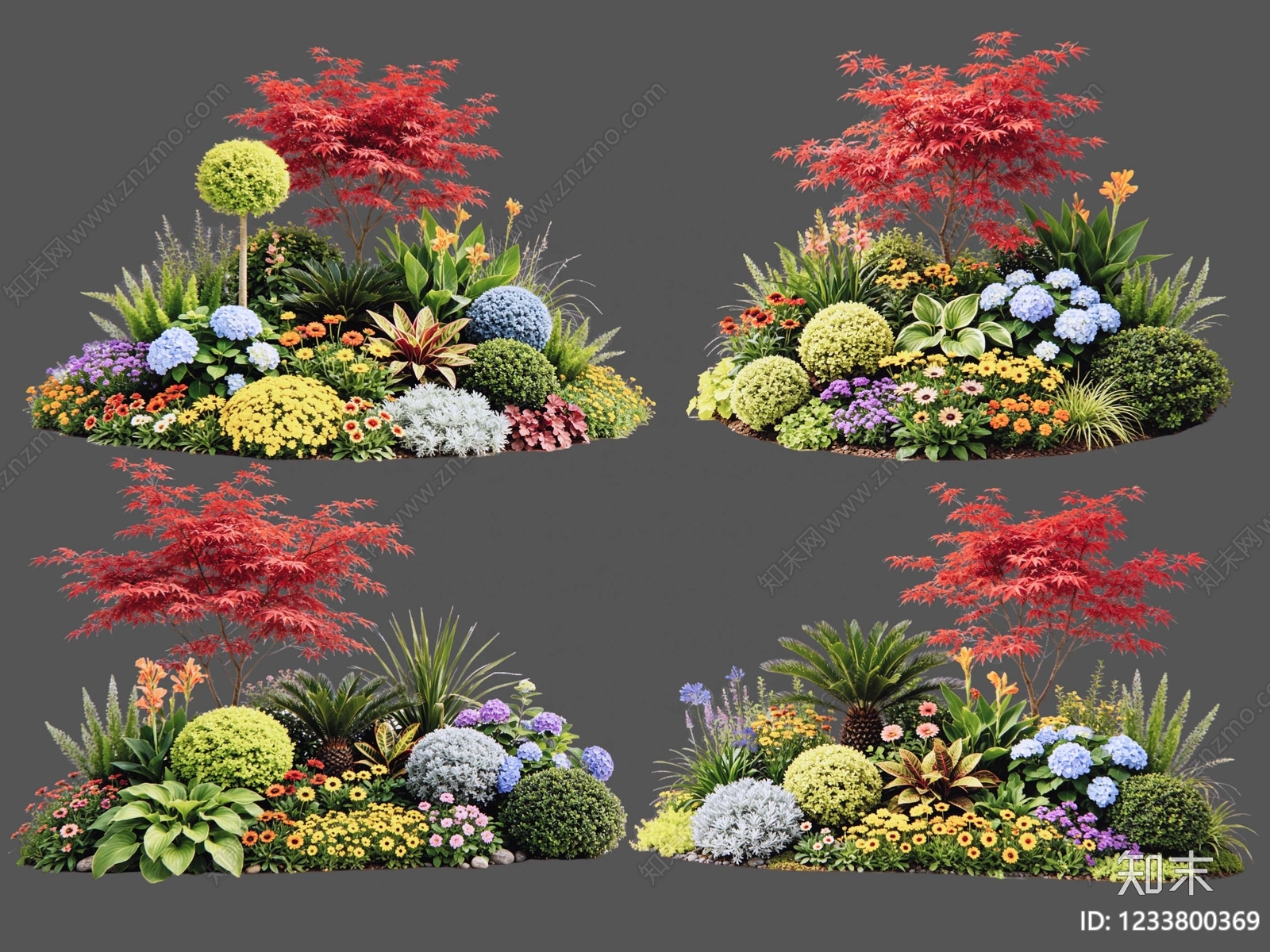 新中式景观花境SU模型下载【ID:1233800369】