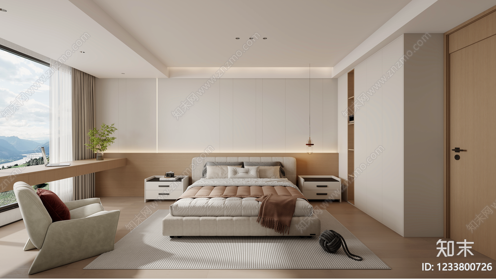 现代简约主卧3D模型下载【ID:1233800726】