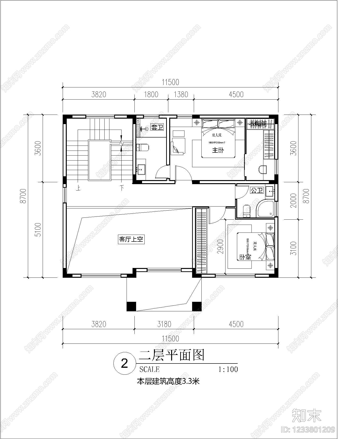 别墅建筑cad施工图下载【ID:1233801209】
