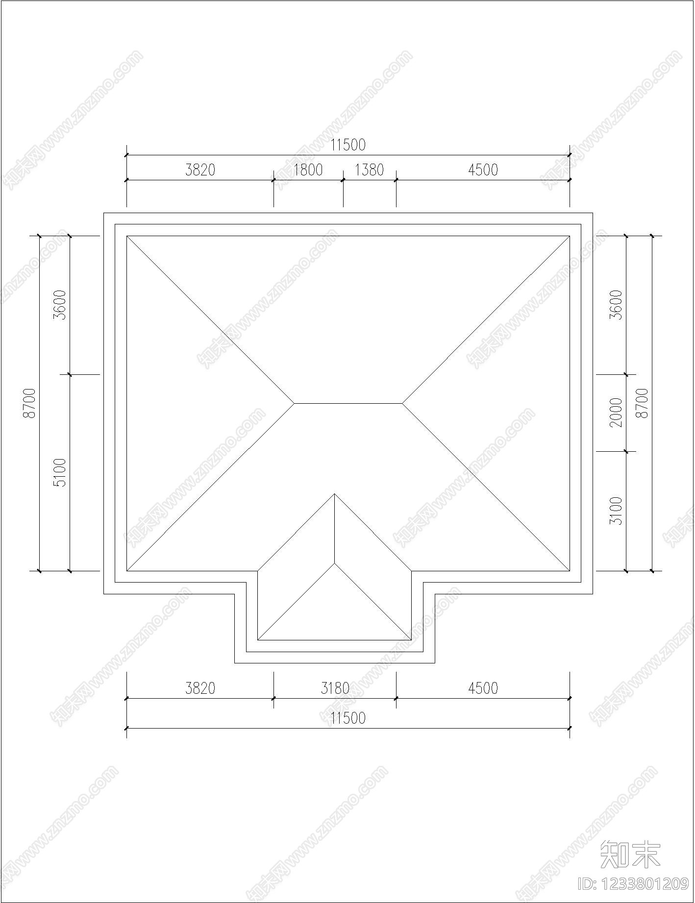 别墅建筑cad施工图下载【ID:1233801209】