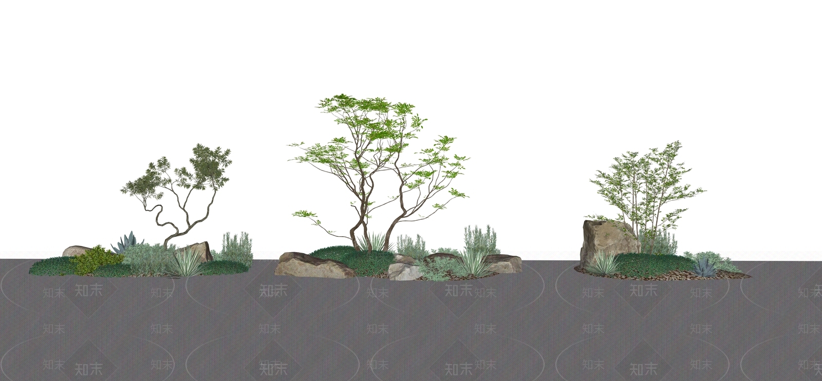 极简植物组合SU模型下载【ID:1233801357】