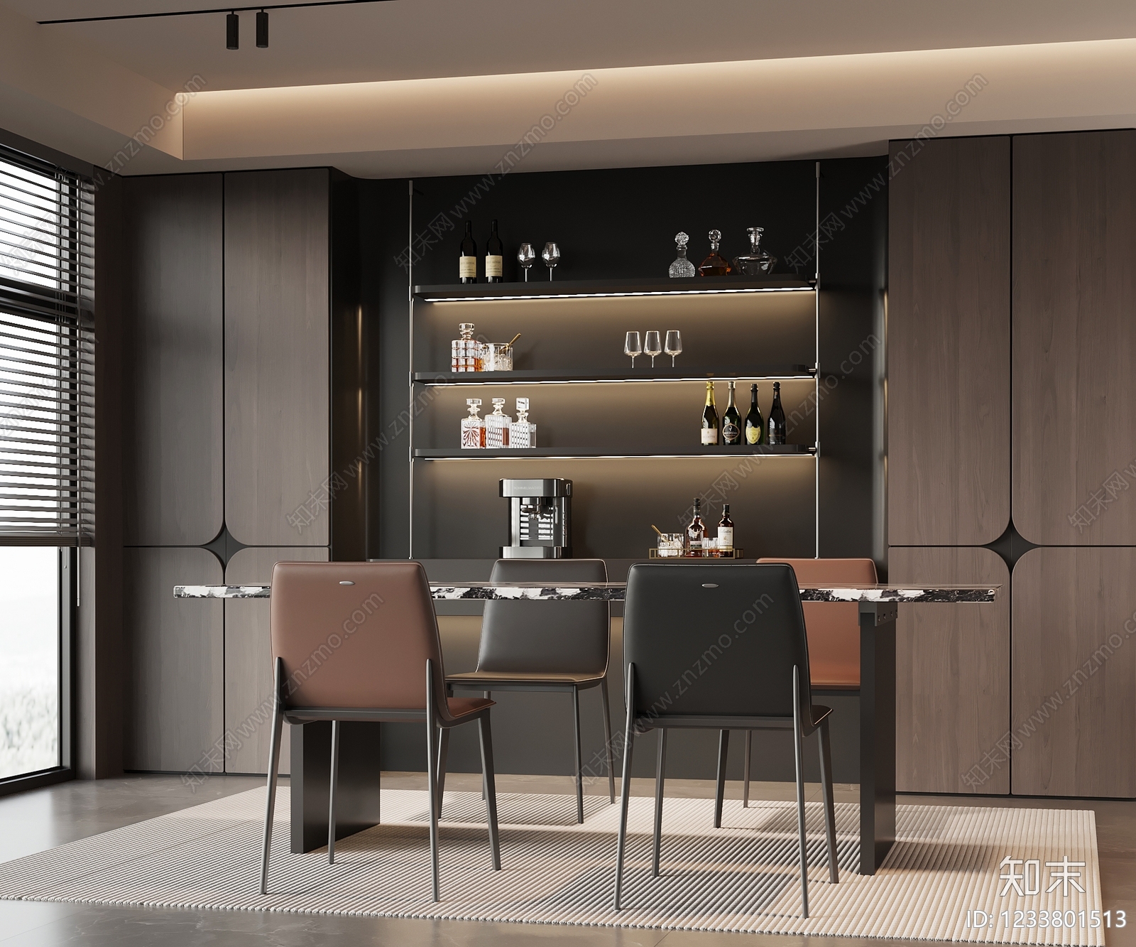 意式极简家居餐厅SU模型下载【ID:1233801513】