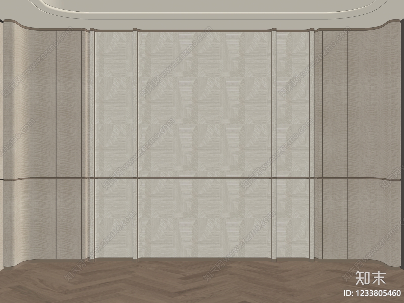 轻奢背景墙SU模型下载【ID:1233805460】