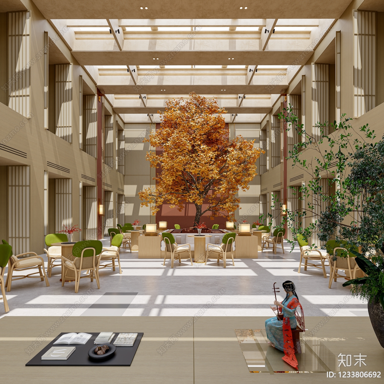 新中式售楼处3D模型下载【ID:1233806692】