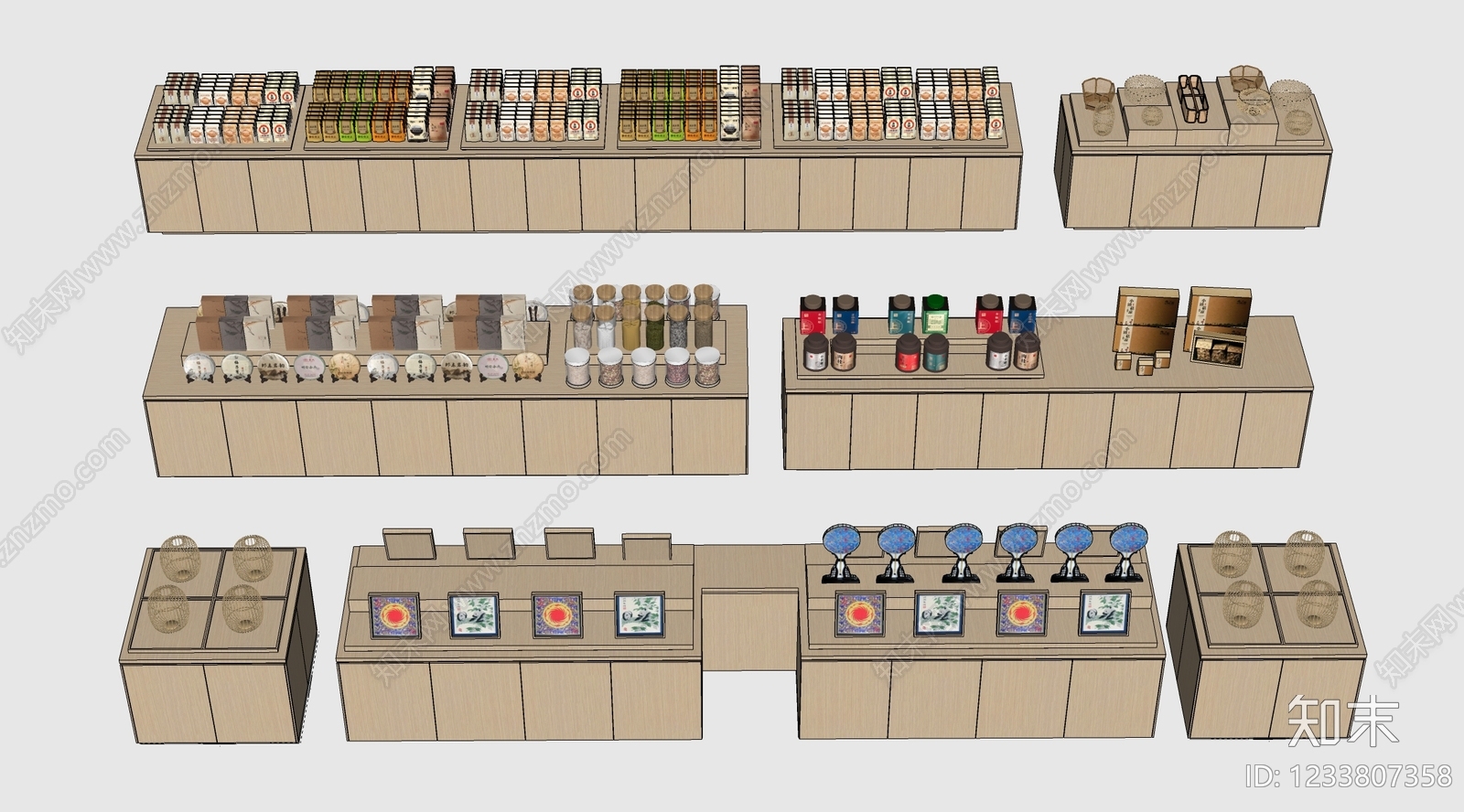 原木风食品展台SU模型下载【ID:1233807358】