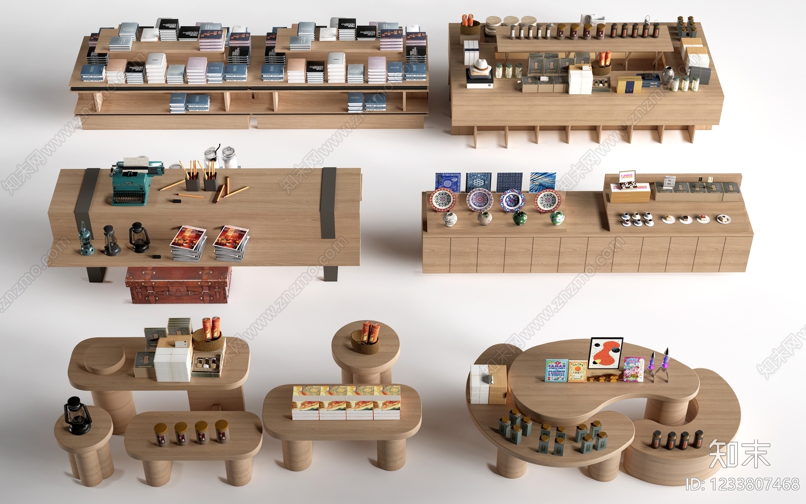 原木风食品展台SU模型下载【ID:1233807468】