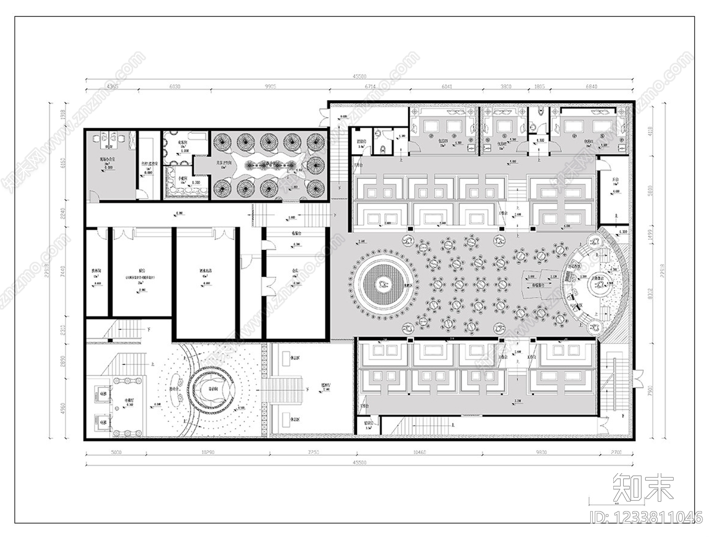 会所cad施工图下载【ID:1233811046】