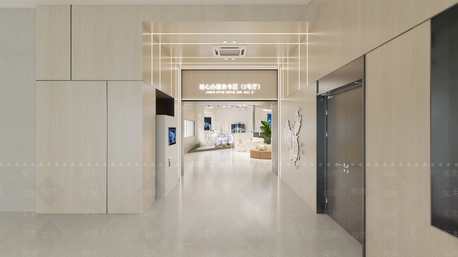 现代简约办事大厅SU模型下载【ID:1233811600】