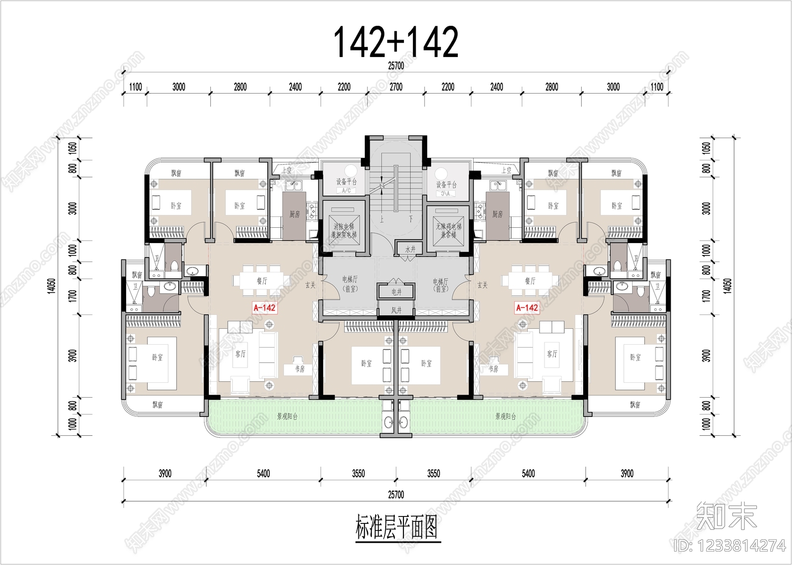 四居cad施工图下载【ID:1233814274】