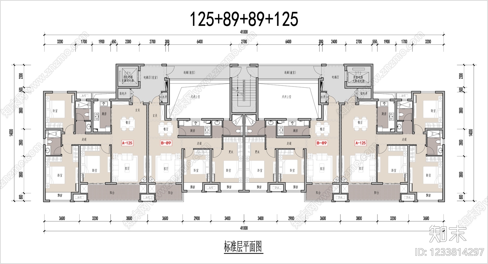 三居cad施工图下载【ID:1233814297】