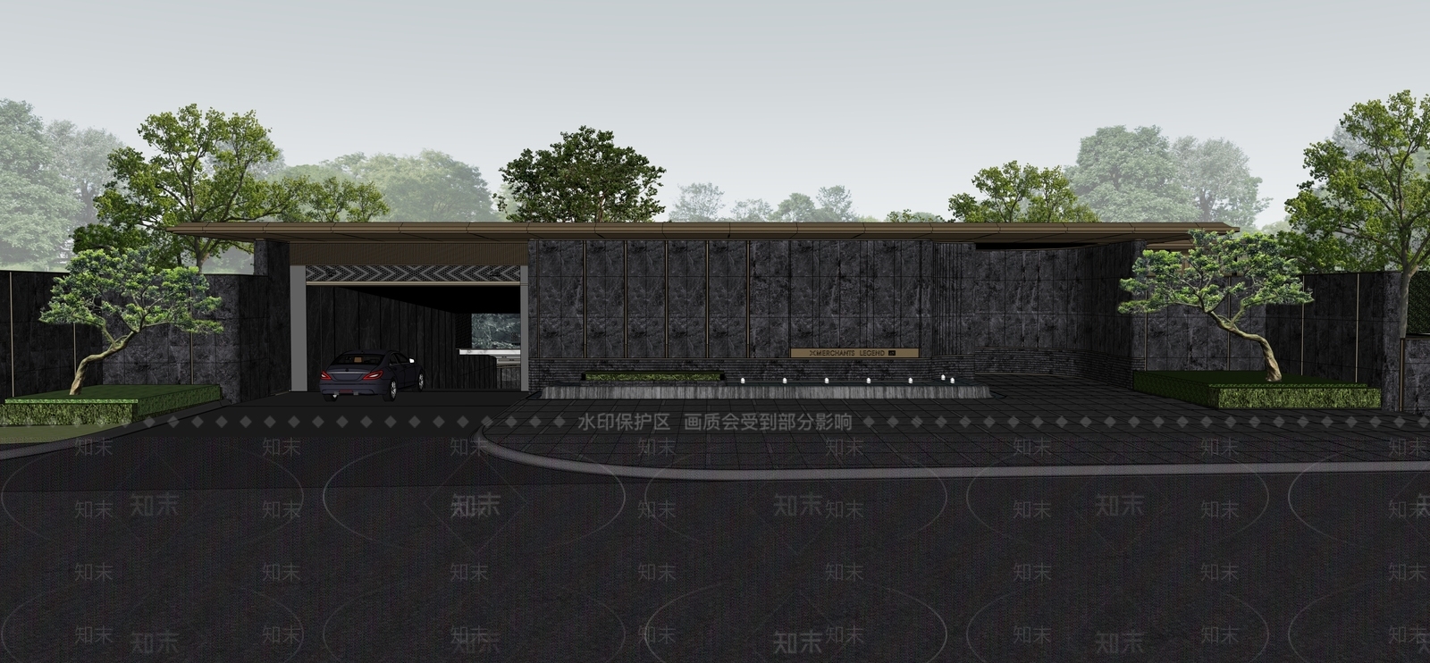 新中式景观景观廊道SU模型下载【ID:1233814693】