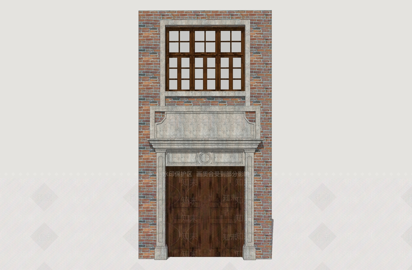 欧式古建双开门SU模型下载【ID:1233816981】