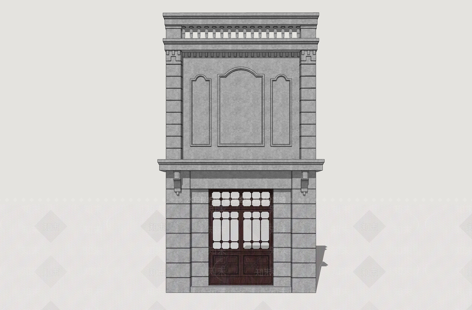 欧式古建双开门SU模型下载【ID:1233817025】