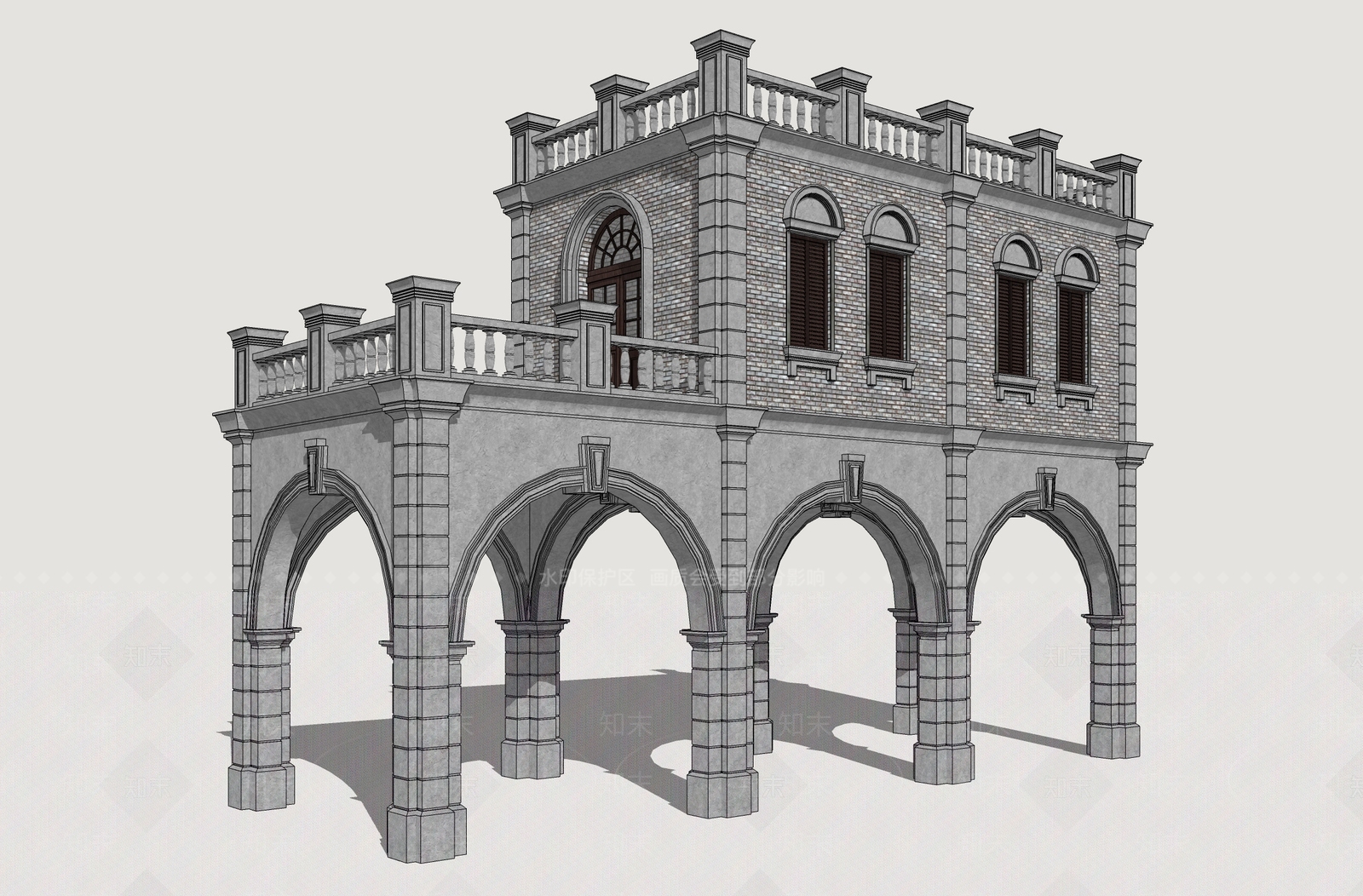欧式古建风格建筑SU模型草图