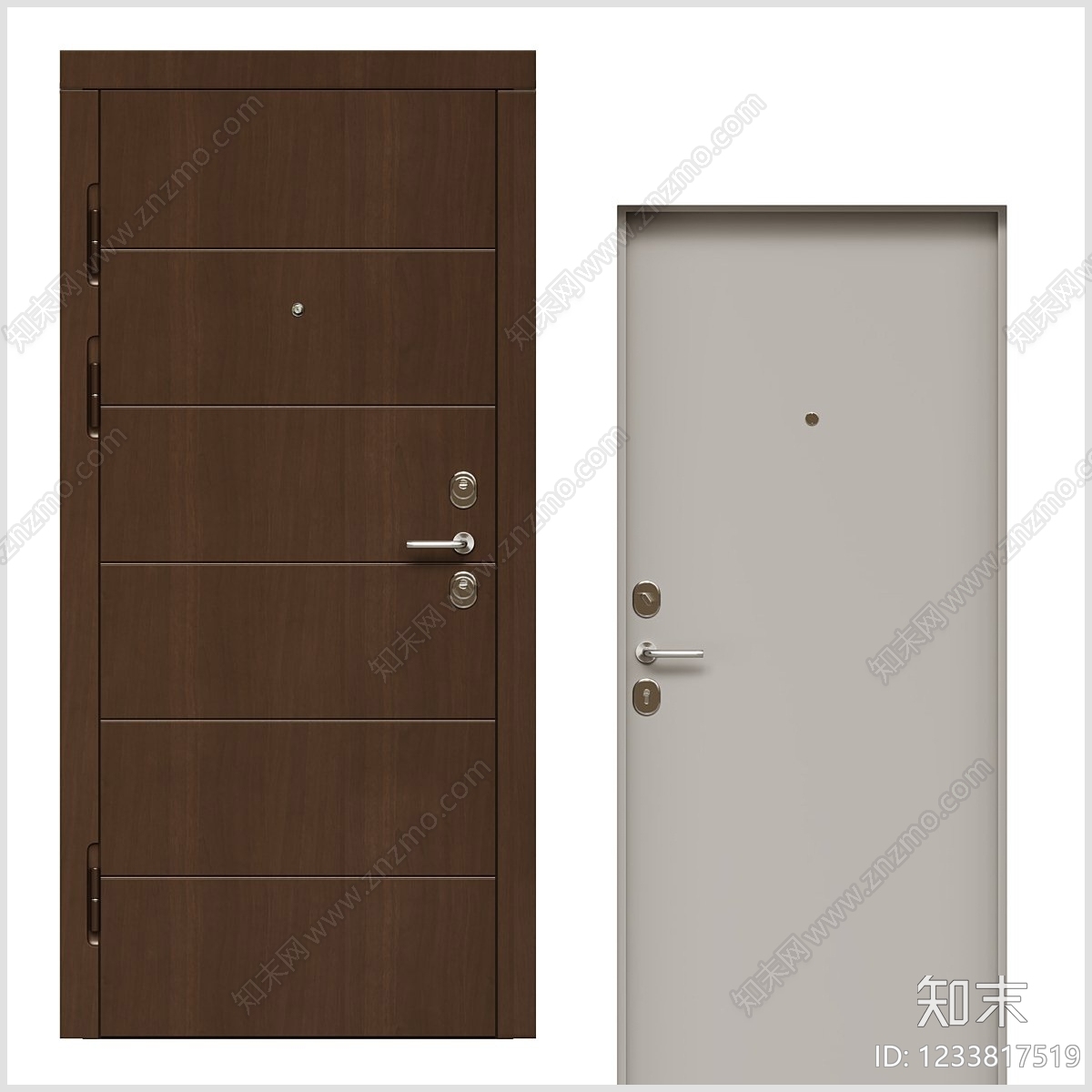 现代简约平开门3D模型渲染效果图