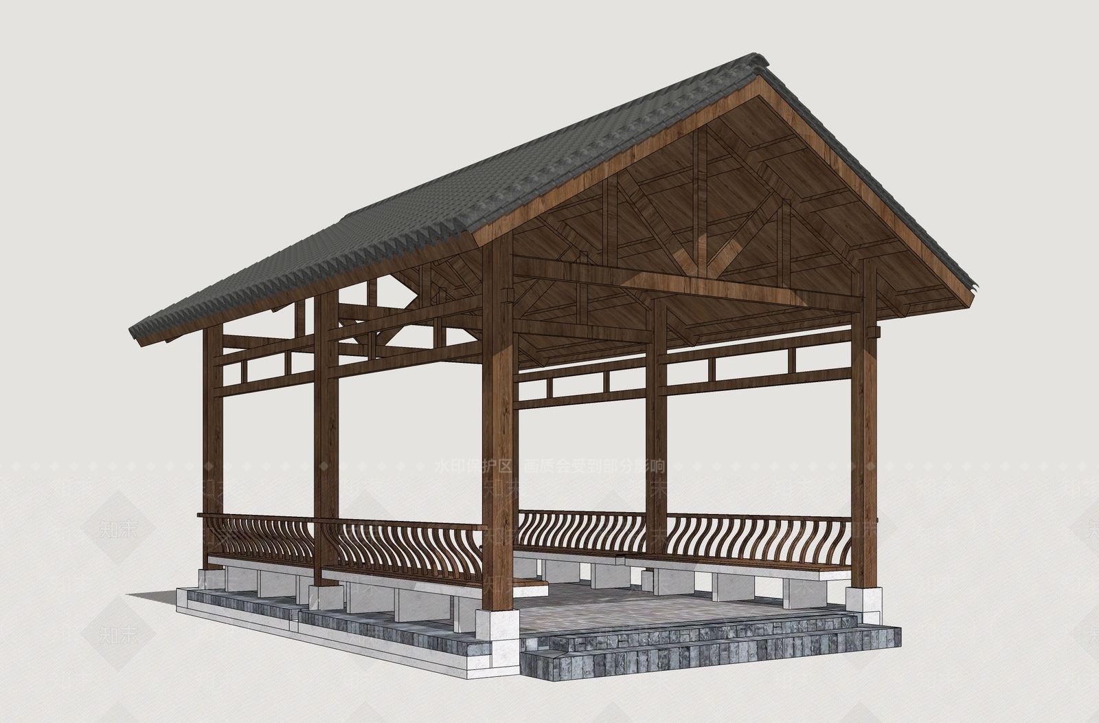 中式古建亭子SU模型下载【ID:1233817890】