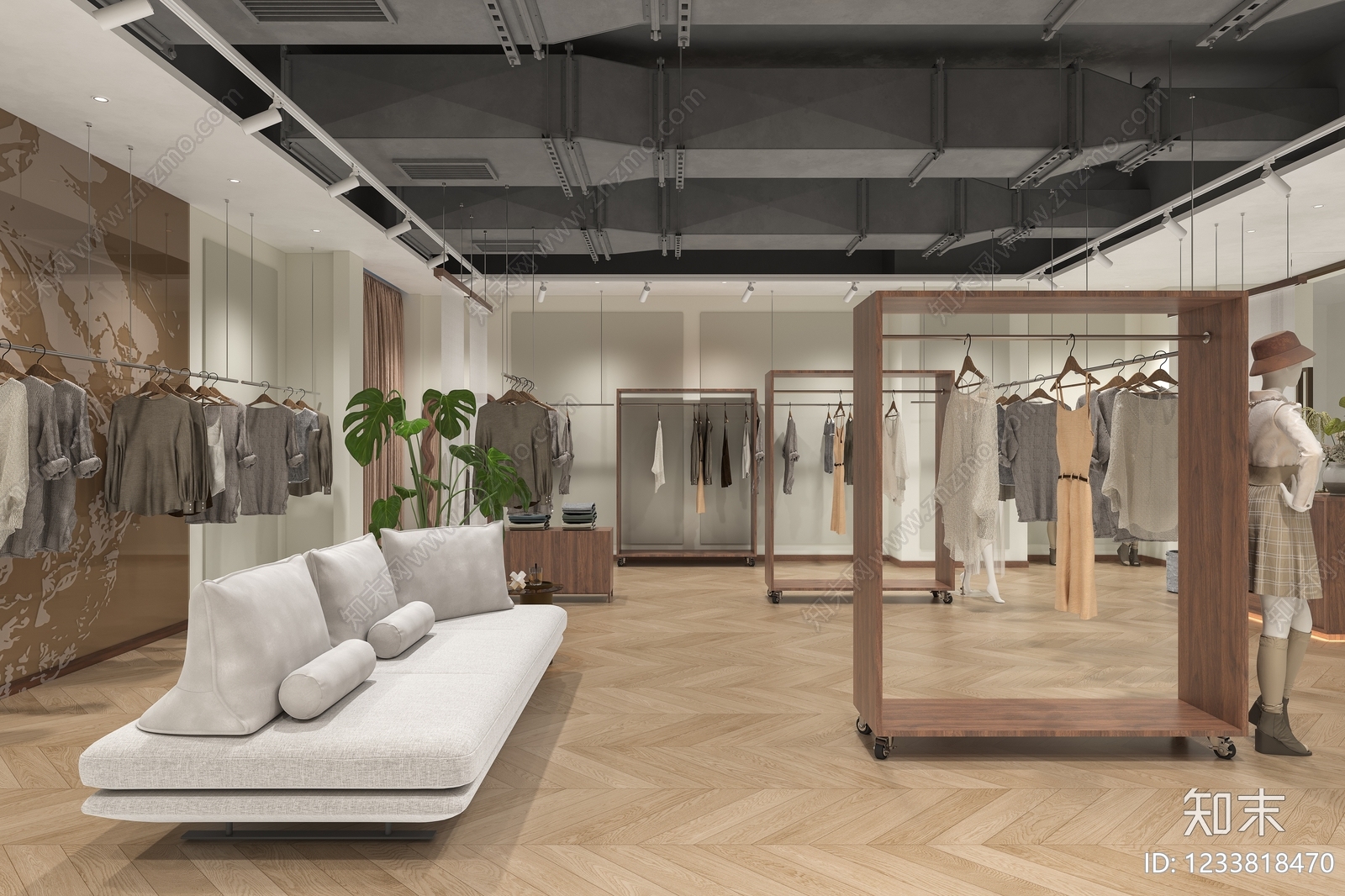 现代简约服装店3D模型下载【ID:1233818470】