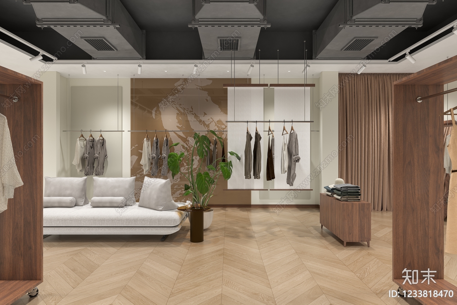 现代简约服装店3D模型下载【ID:1233818470】