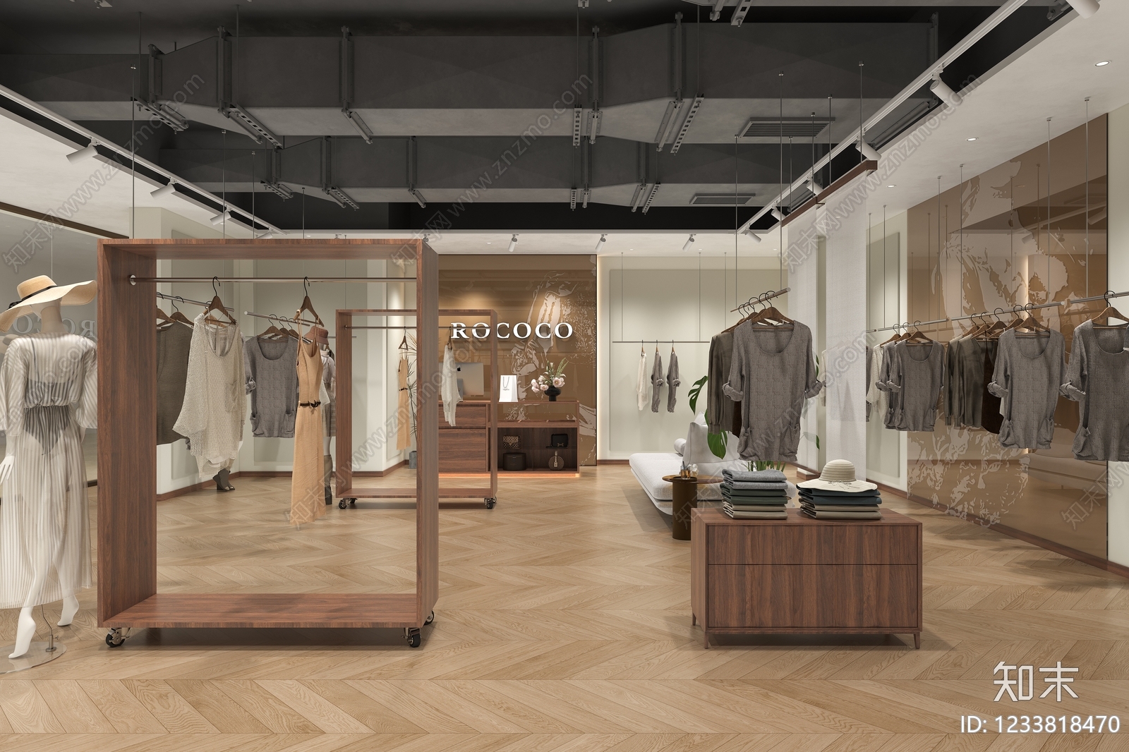 现代简约服装店3D模型下载【ID:1233818470】
