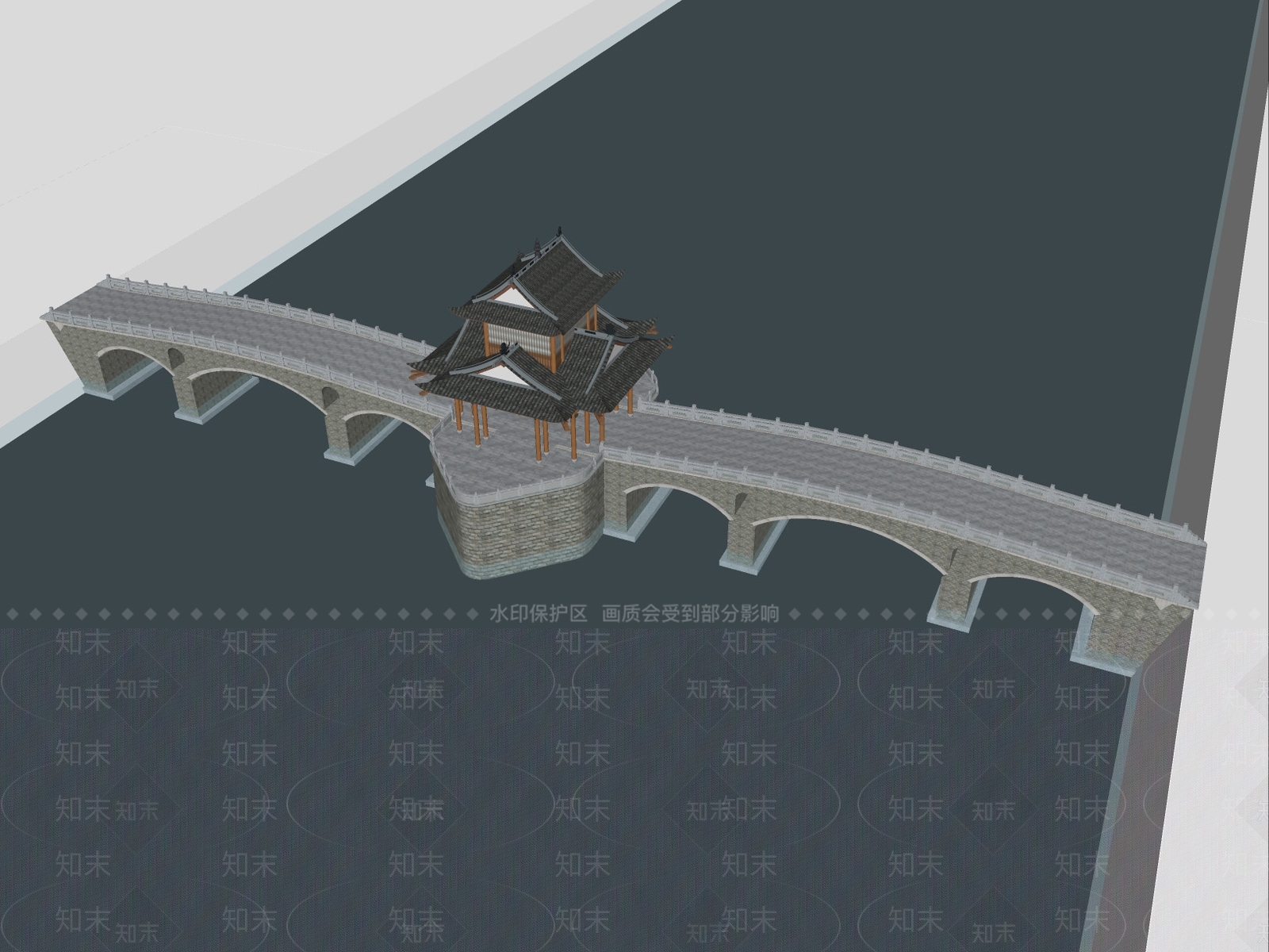 中式古建景观桥SU模型下载【ID:1233818831】