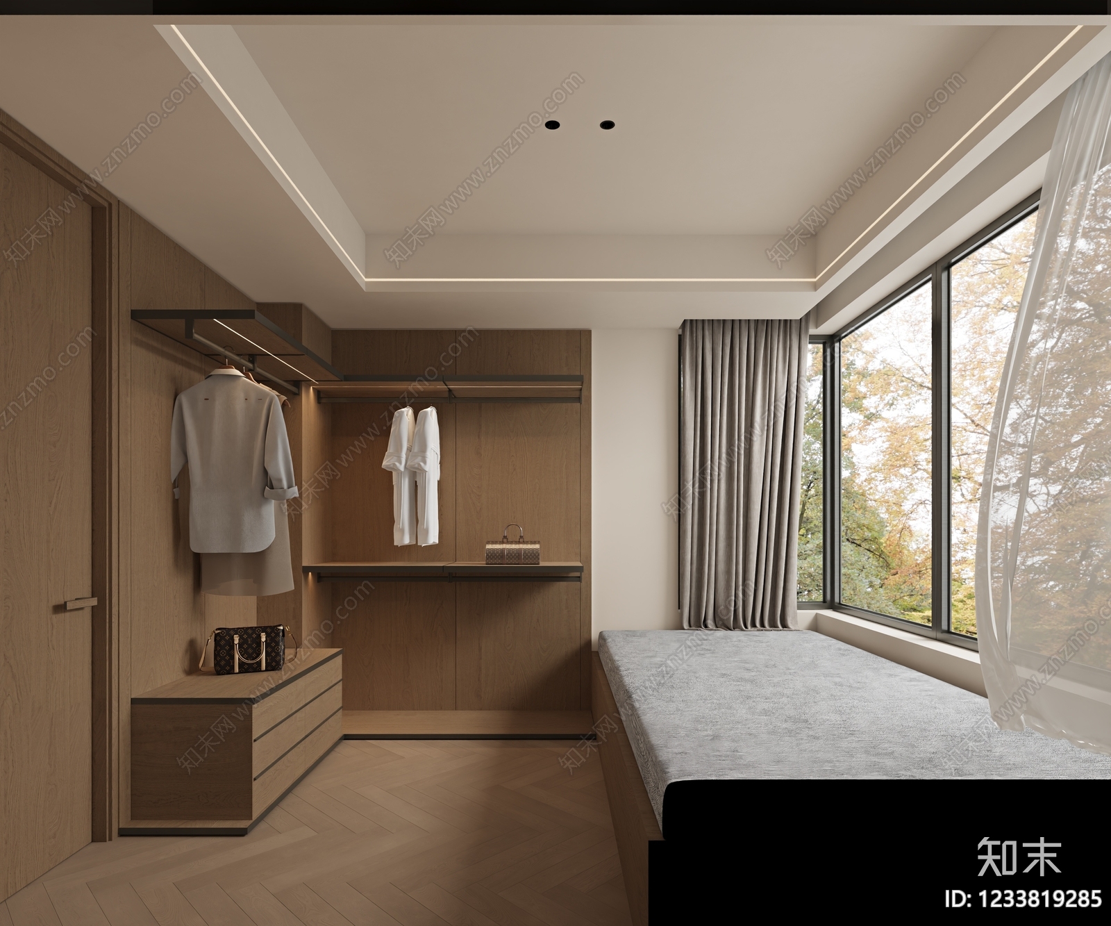 现代简约主卧3D模型下载【ID:1233819285】