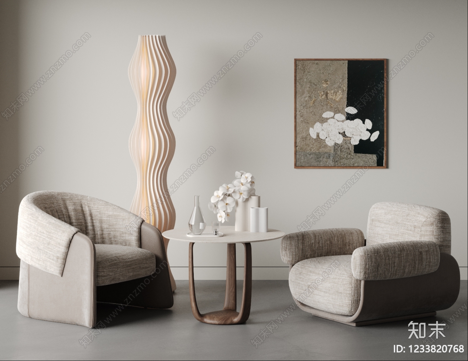意式极简休闲桌椅3D模型下载【ID:1233820768】