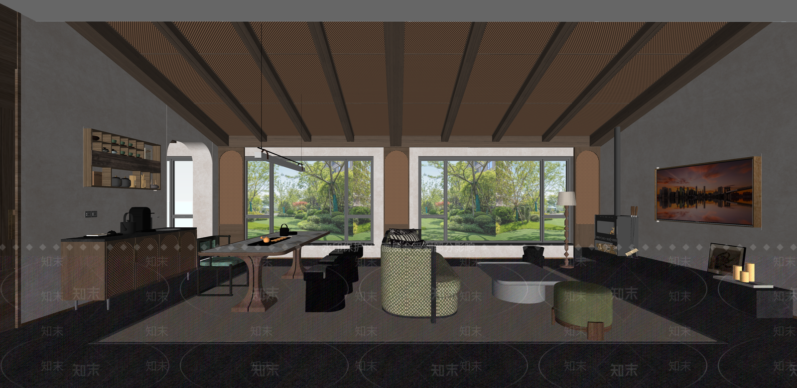 侘寂客餐厅SU模型下载【ID:1233820942】