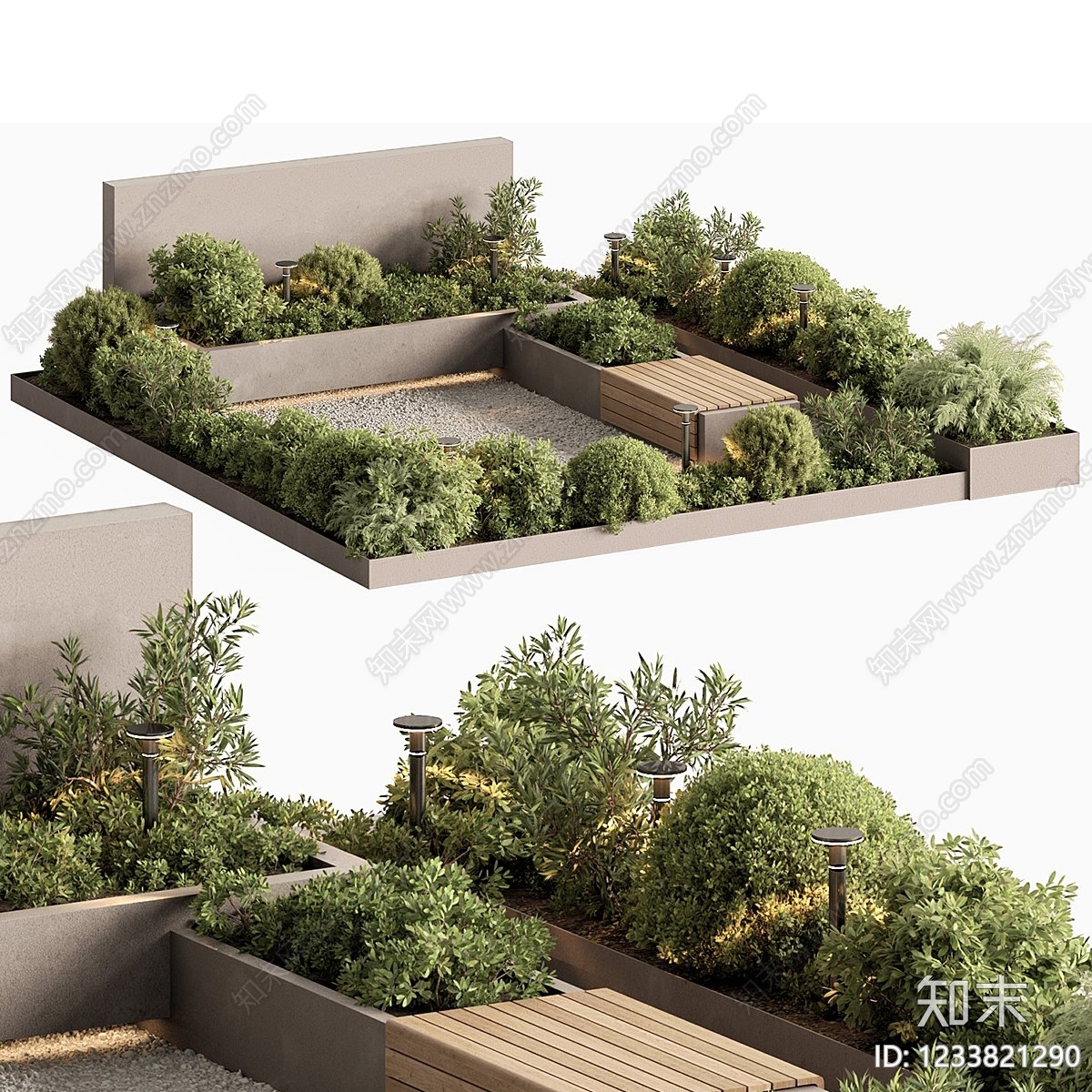 现代主义休憩花园3D模型渲染效果图
