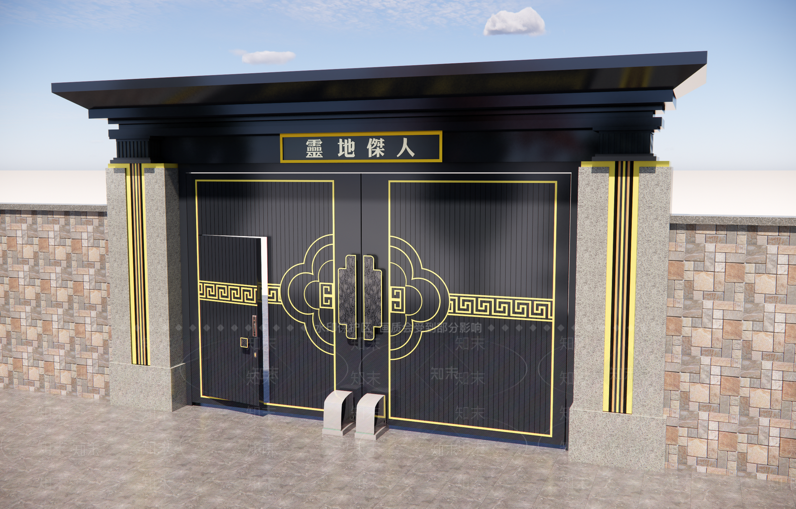 新中式庭院门SU模型下载【ID:1233824709】