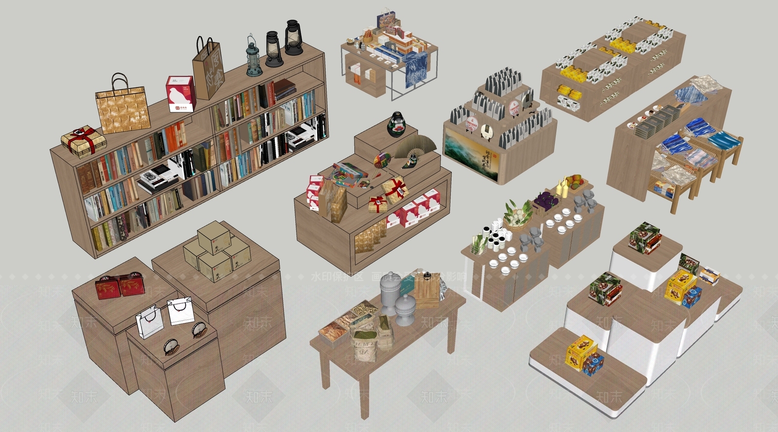 原木风文创展台SU模型下载【ID:1233824968】