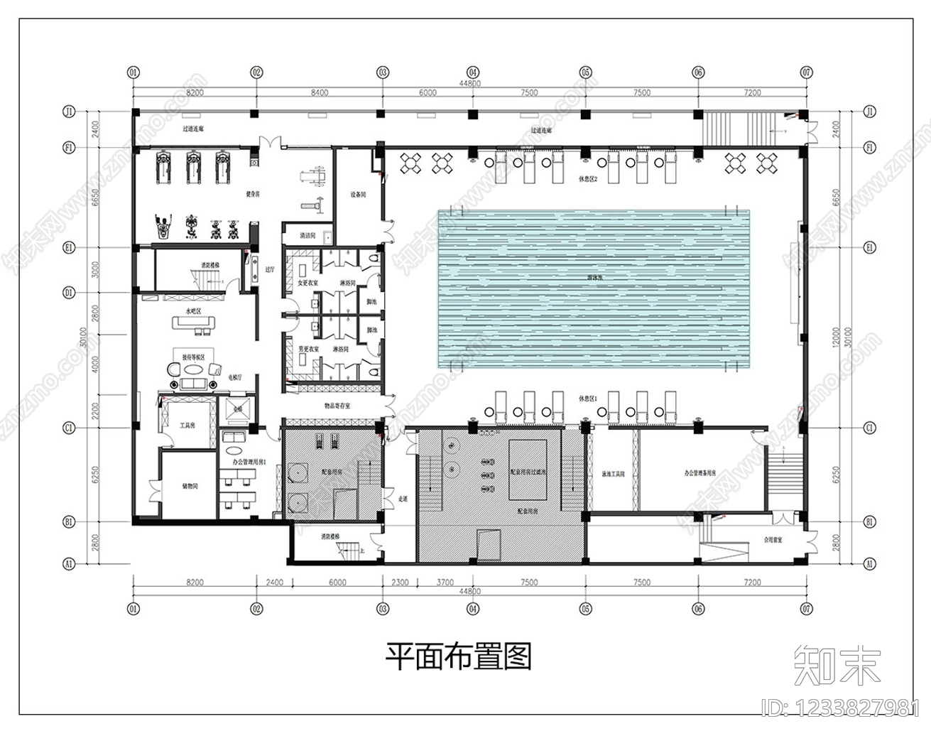 会所cad施工图下载【ID:1233827981】