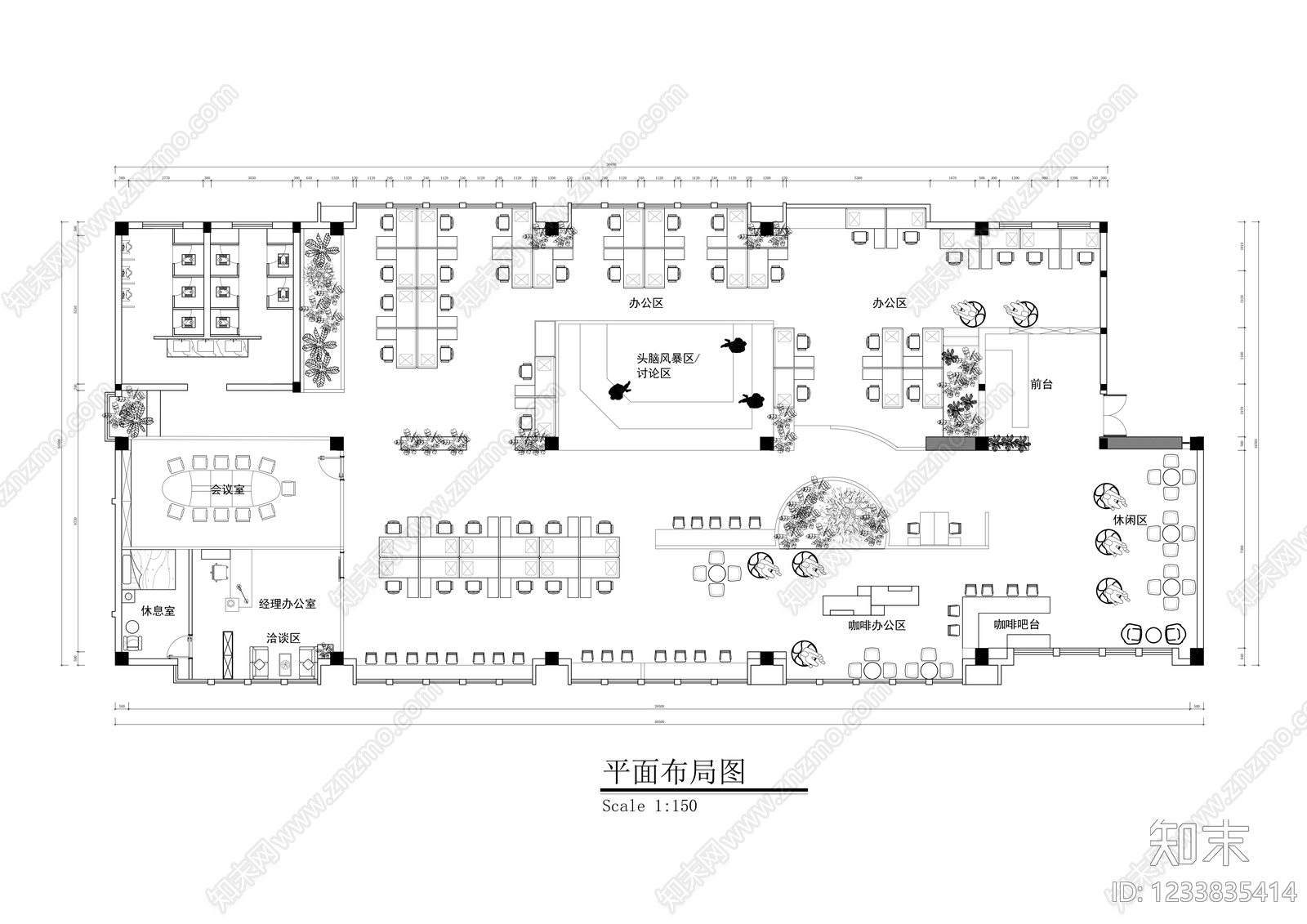 整体办公空间cad施工图下载【ID:1233835414】