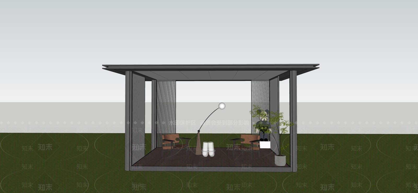 现代简约亭子SU模型下载【ID:1233836381】