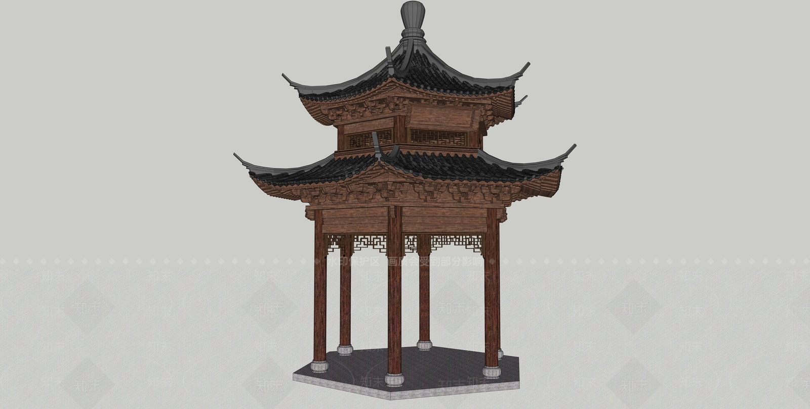 中式古建古建筑SU模型下载【ID:1233836673】