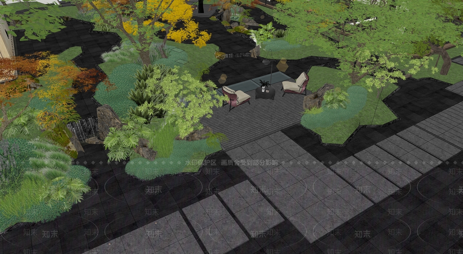 新中式景观小区景观SU模型下载【ID:1233838861】
