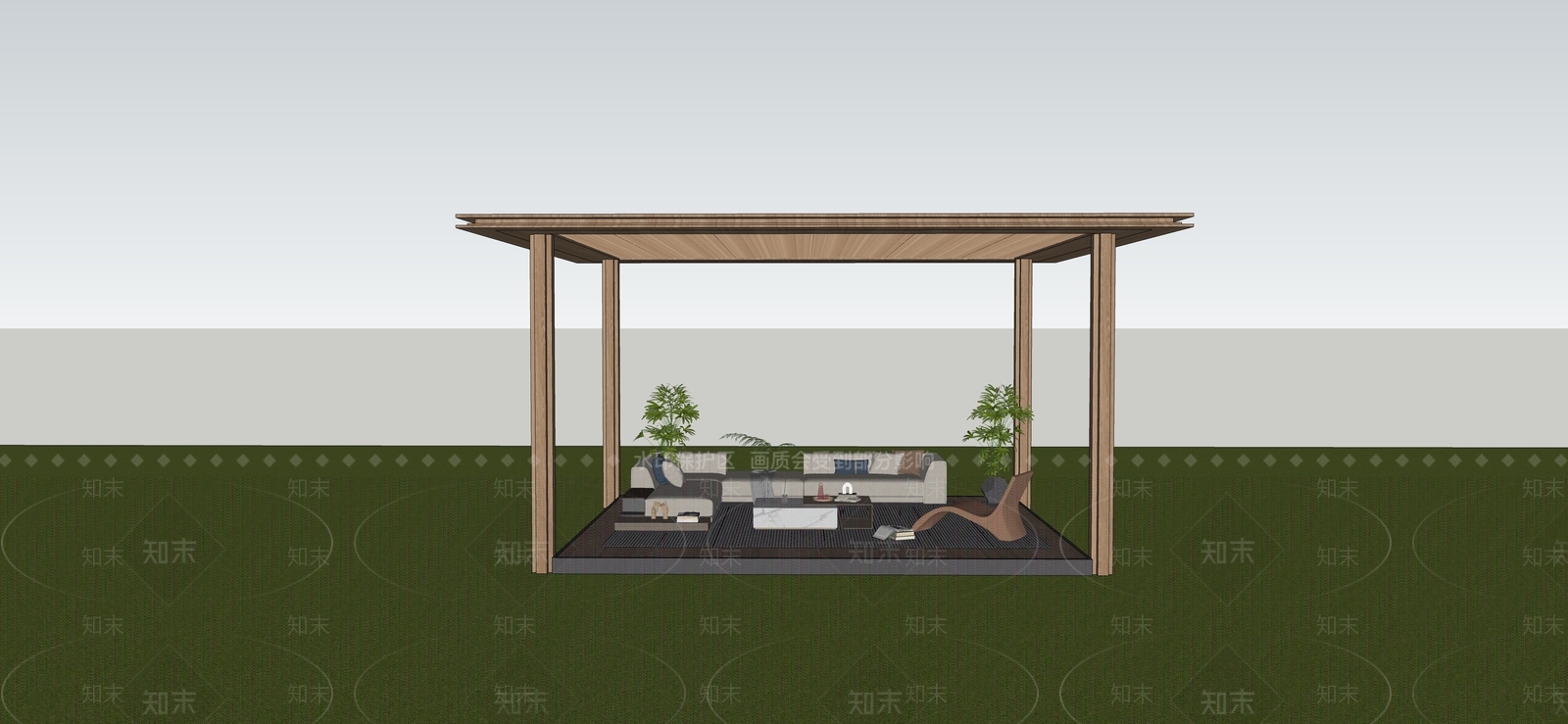 现代简约廊架SU模型下载【ID:1233839768】