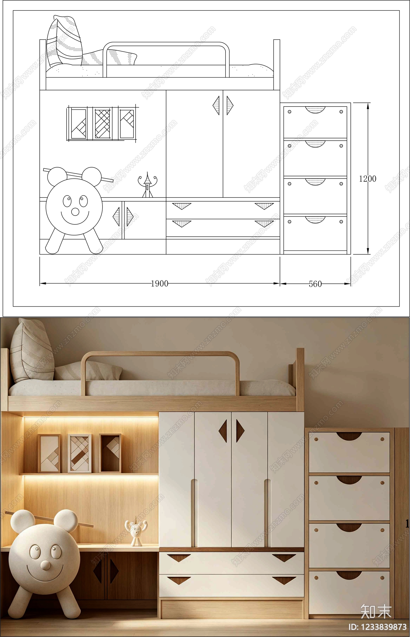 柜子cad施工图下载【ID:1233839873】