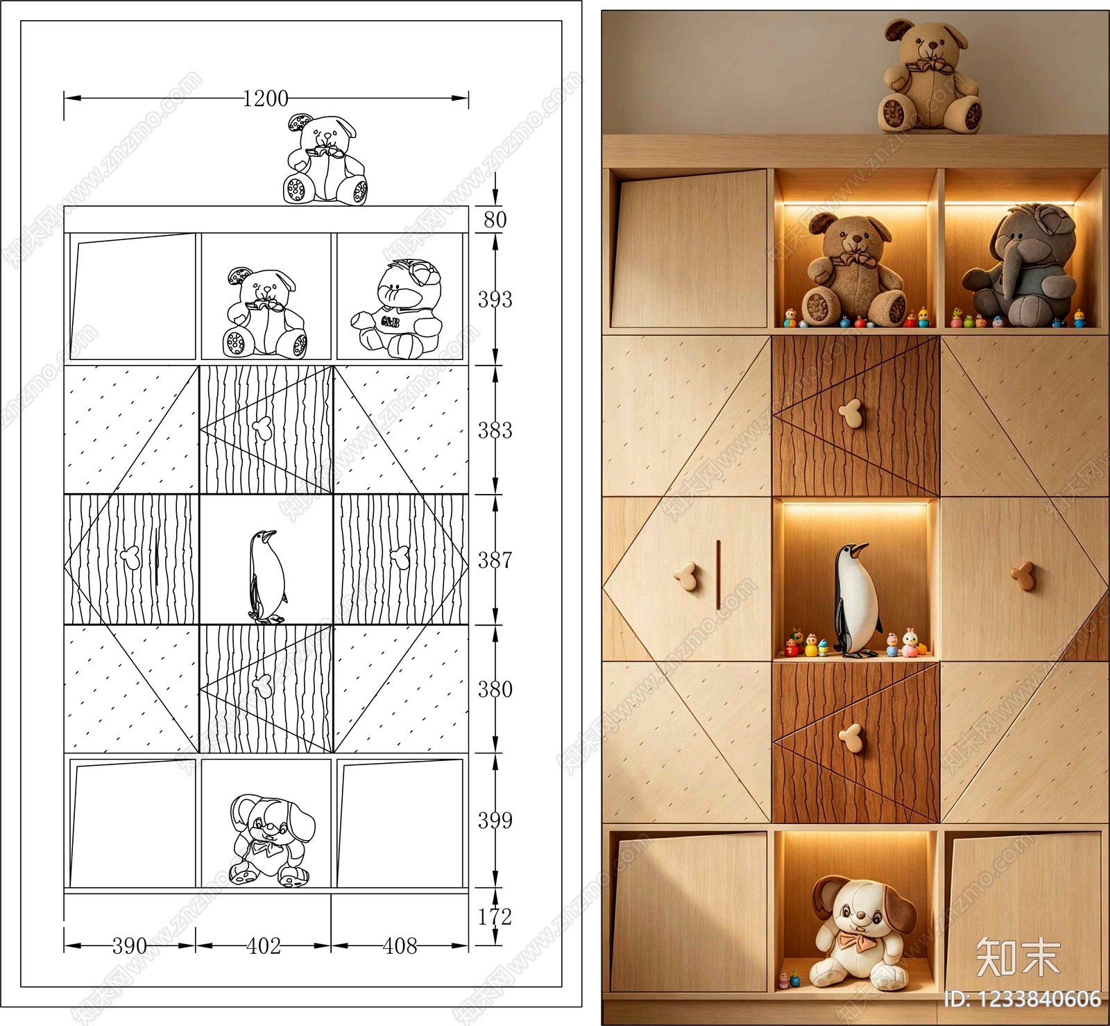 柜子cad施工图下载【ID:1233840606】