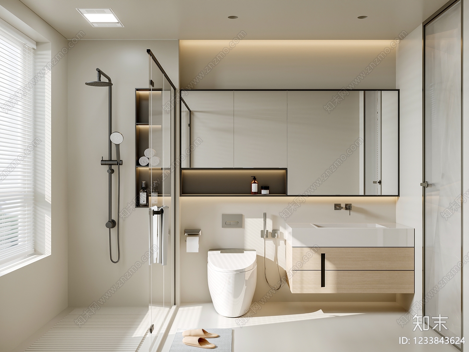 现代简约卫生间3D模型下载【ID:1233843624】