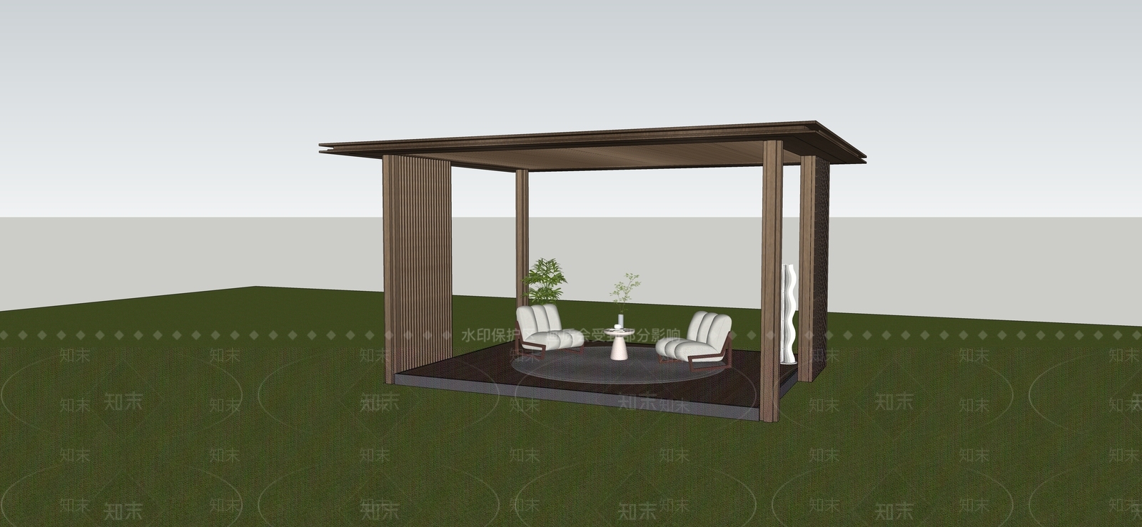 现代简约廊架SU模型下载【ID:1233844072】