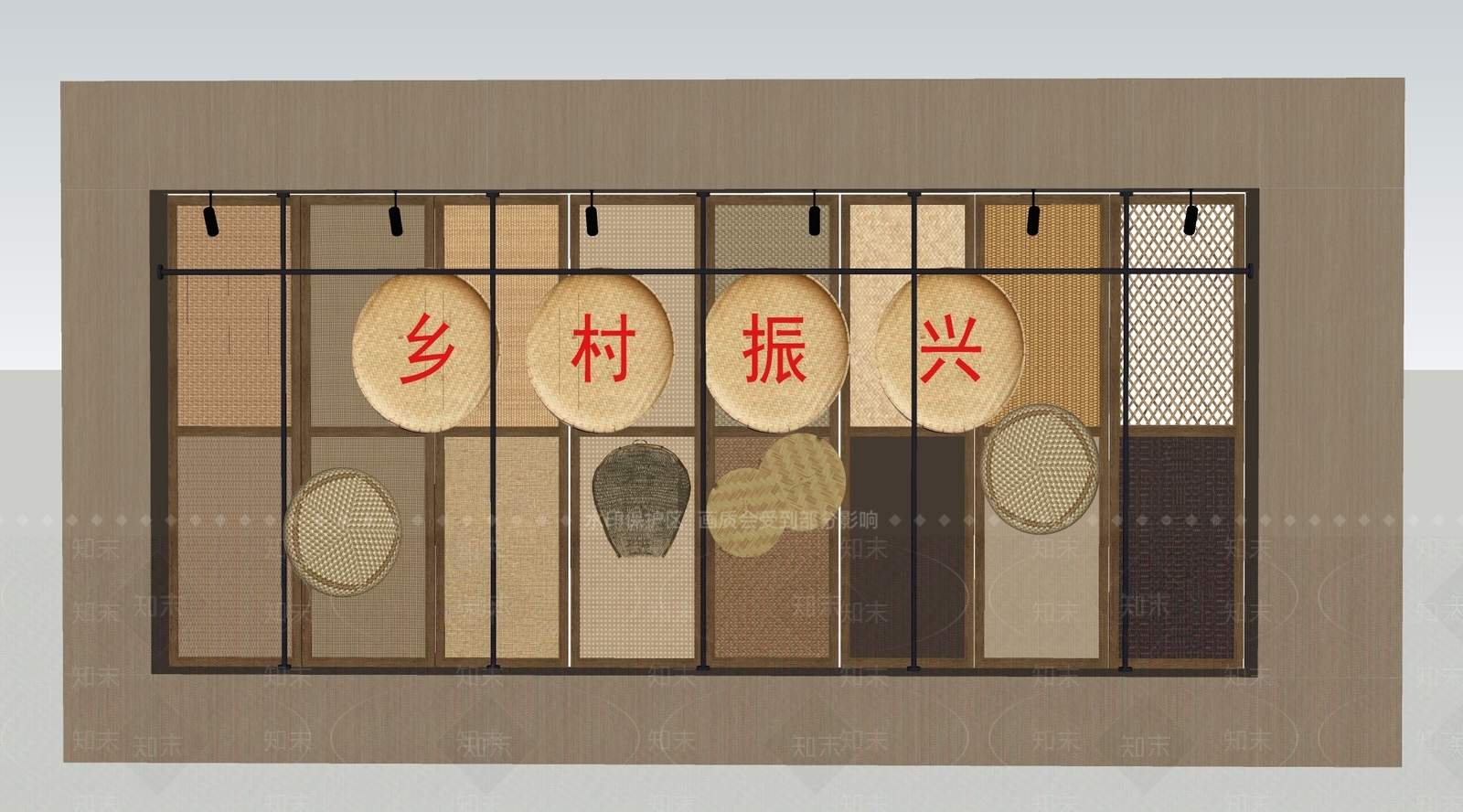 新中式艺术隔断SU模型下载【ID:1233844112】